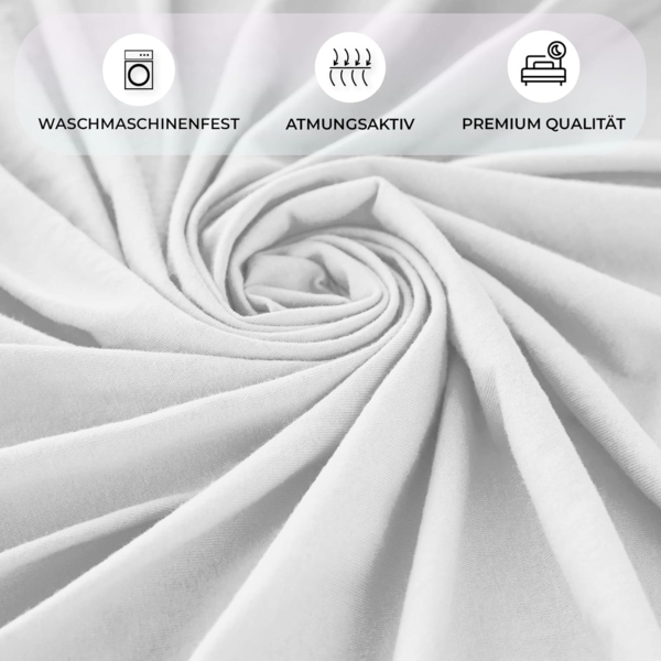 Buymax® Topper Spannbettlaken 200x200 cm Spannbetttuch 100% Baumwolle Jersey für Matratzentopper bis 12 cm Matratzenhöhe Bettlaken für Boxspringbett Topper, Weiß Bild 5