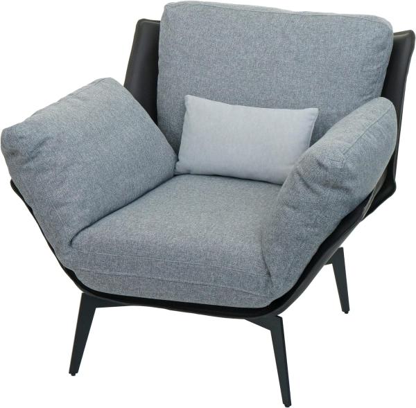 Sessel HWC-L82, Lounge-Sessel Cocktailsessel Polstersessel Relaxsessel, Kunstleder Stoff/Textil Metall ~ schwarz