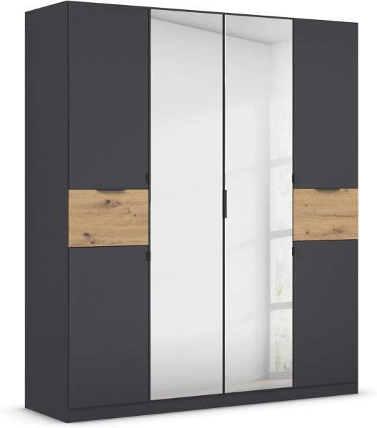 rauch Kleiderschrank, Drehtürenschrank TICAO, 6-türig, 2 Spiegeltüren, 2 Schubkästen, inkl. Türdämpferset, Grau metallic, 181x210x54cm