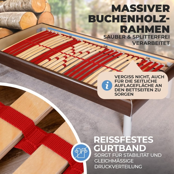 Coemo 2 Stk. Lattenrost RUBY NV 7-Zonen 28 Leisten Härtegrad verstellbar 90x200 cm Bild 5