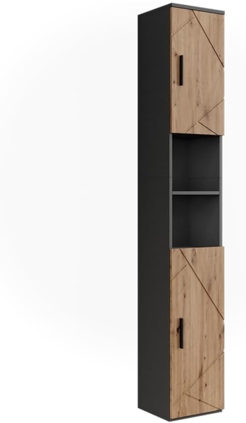 Hochschrank Irma Anthrazit/Artisan 30 x 190 cm mit 2 Türen Vicco