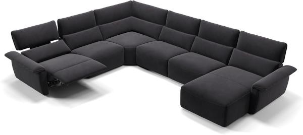 Sofanella Merida Wohnlandschaft Polsterecke Stoffsofa Sofa in Schwarz