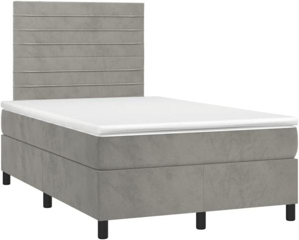 Boxspringbett mit Matratze & LED Samt Hellgrau 120 x 200 cm