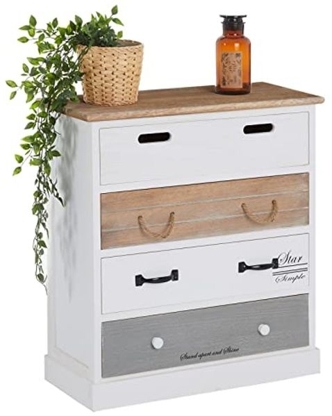 CARO-Möbel Kommode SALVA, Schubladenschrank mit 4 Schubladen Vintage Shabby Chic weiß