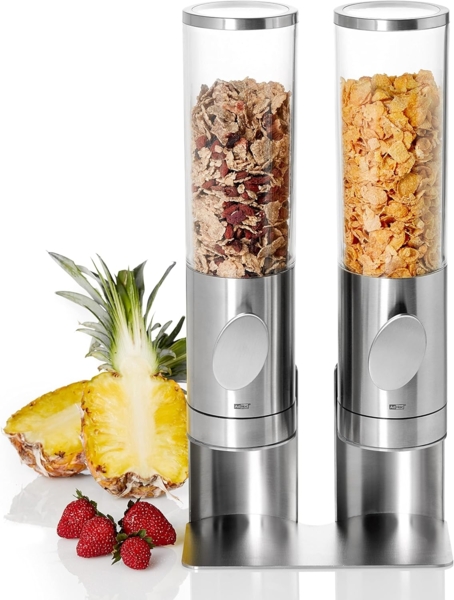 AdHoc Müslispender Set DEPOSITO, Edelstahl, Acryl, 2x Cerealienspender mit Ständer