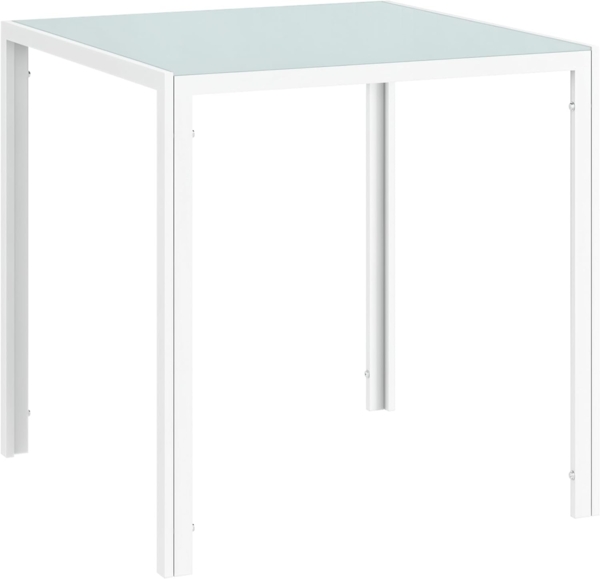 HOMCOM Esstisch für 4 Personen, aus Hartglas (Esszimmertisch, 1-St, Küchentisch), bis 80 kg belastbar, für Küche, Esszimmer, 75 x 75 x 75 cm, Weiß