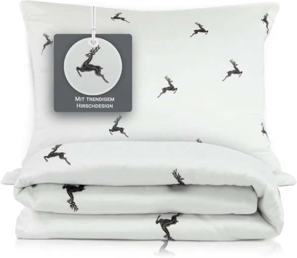 ZOLLNER Bettwäsche, Baumwolltuch, 2 teilig, 100% Baumwolle, vom Hotelwäschespezalisten, 60x80 + 140x200 cm