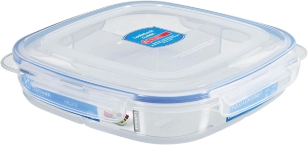 Lock & Lock Frischhaltebox 1,35 L Classic ToGo Snackbox 236x236x57 mm 4er Einteilung