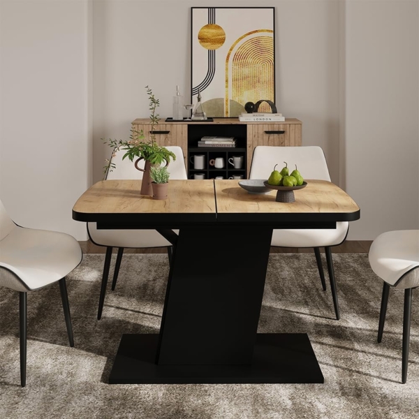 Esstisch Fenaro Goldkraft Eiche/Schwarz 120 x 80 cm ausziehbar Vicco Bild 6