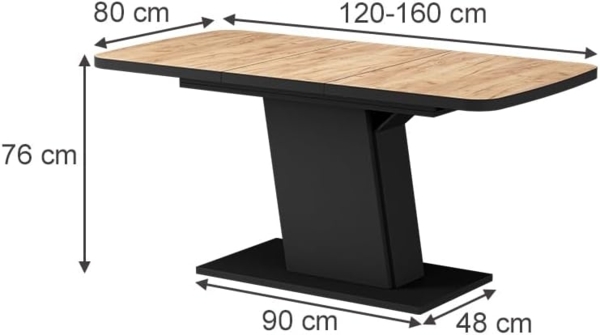 Esstisch Fenaro Goldkraft Eiche/Schwarz 120 x 80 cm ausziehbar Vicco Bild 3