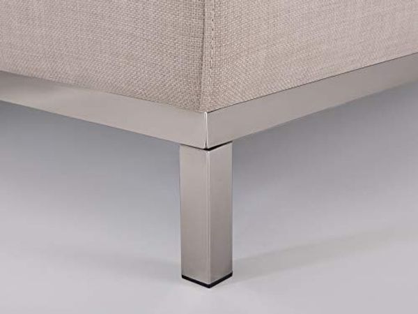 Ecksofa Polsterbezug beige rechtsseitig mit Ottomane OSLO Bild 6
