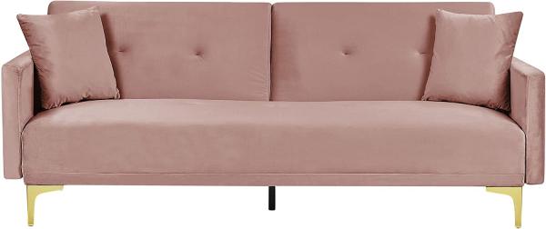 Schlafsofa 3-Sitzer Samtstoff rosa LUCAN