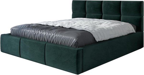 Polsterbett RADIC 140x200 mit Matratze, Bettkasten und Lattenrost. Farbe: Dunkelgrun 10 Bild 2