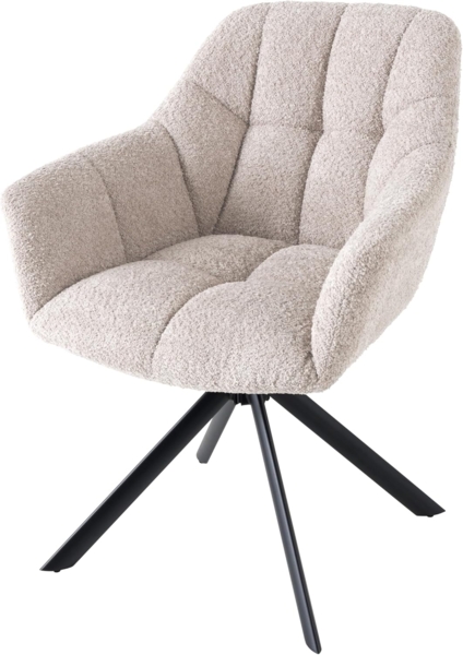 riess-ambiente Polsterstuhl PAPILLON beige / schwarz (Einzelartikel, 1 St), Esszimmer · Bouclé · Metall · Armlehne · 180° drehbar · Modern Design