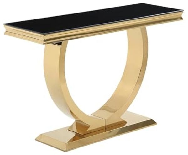 Vente-unique - Wandkonsole - Sicherheitsglas & Edelstahl - Goldfarben & Schwarz - ROWAN von Pascal Morabito
