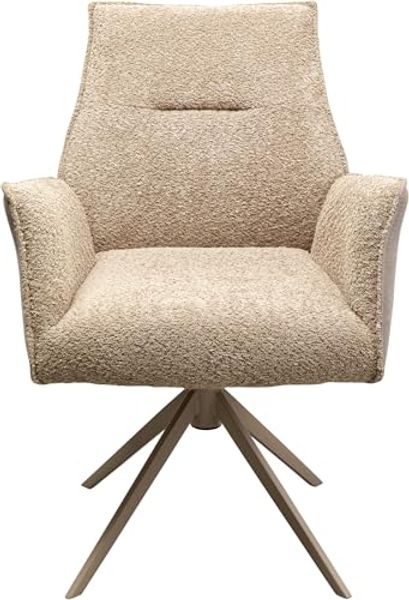 Kare Design Drehstuhl Liverpool, Greige, 49 cm Sitzhöhe, Esszimmerstuhl, Polsterstuhl, mit Armlehnen, Drehbar, Wohnzimmer, 90 x 64 x 61 cm (H/B/T)