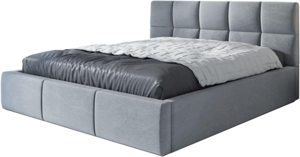 Polsterbett CARLOS 160x200 mit Matratze, Bettkasten und Lattenrost. Farbe: Silber 15