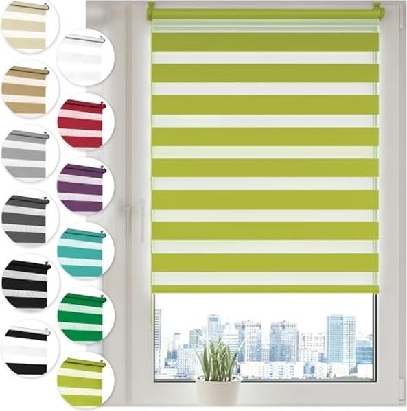 Doppelrollo Klemmfix ohne Bohren 30x100 cm Olivegrün Duo Rollo Klemmrollo Sonnenschutzrollo Fensterrollo für Fenster & Türen Zebrarollo Seitenzugrollo