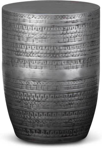 SIMPLIHOME Johnsen Metalltisch, Metall, silberfarben antik-Optik, 15 in