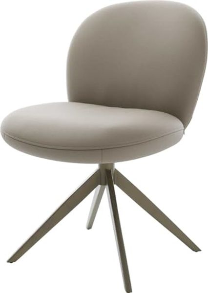 Drehstuhl Nube-Flex Echt-Leder Schlamm Kreuzgestell breit Effektfinish Titan 360° drehbar Wippfunktion Taschenfederkern