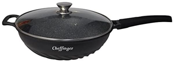 WOK Wokpfanne Pfanne mit Glasdeckel Induktion Ø32cm Cheffinger CF-DW32