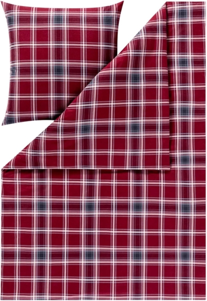 Estella Flanell Bettwäsche Ouirin 4448-460 Kariert Rot Grau 135x200