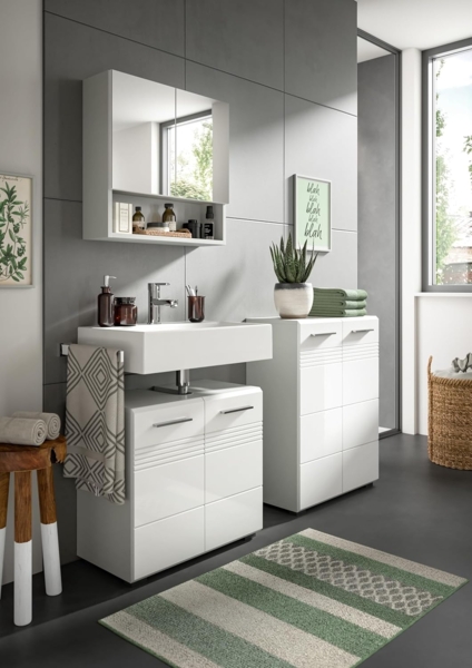 Midischrank Copa - Weiß Hochglanz / Hellgrau Bild 2