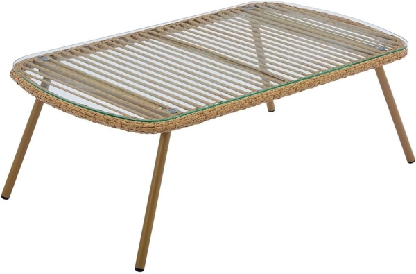 Vente-unique - Gartentisch - Polyrattan - Holzfarben hell - LOUSINI von MYLIA