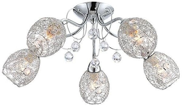 GLOBO Deckenleuchte Wohnzimmer Esszimmer Deckenlampe 5 Flammig Kristalle 56689-5