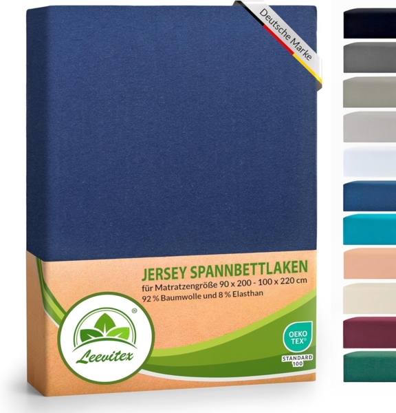 leevitex® Spannbettlaken Luxus Elasthan Jersey Spannbettlaken, Gummizug: Rundum-Gummizug