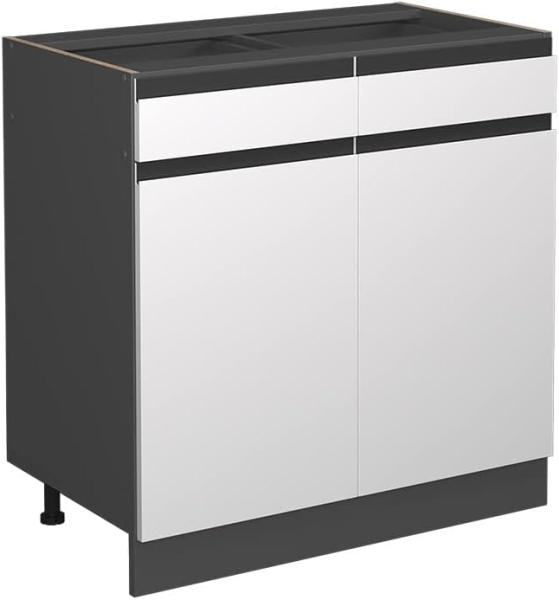 Vicco Schubunterschrank Küchenschrank Küchenmöbel R-Line J-Shape 80 cm modern (Anthrazit-Weiß)