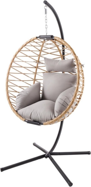 riess-ambiente Hängesessel IBIZA natur-beige / anthrazit (Einzelartikel, 1-St), Outdoor · Stahl · Gartenmöbel · zusammenklappbar · Polyrattan · Balkon