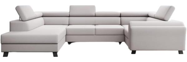 Designer Sofa Emilio mit Schlaf- und Klappfunktion Stoff Beige Links