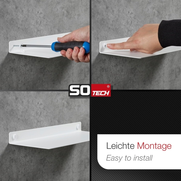 SO-TECH® Deko-Wandregal Design Wandboard Schweberegal HOVER aus Stahl 35 x 13 cm, 1-tlg, 30 mm Höhe, weiß, 1 Stück, inkl. Befestigungsset Bild 8