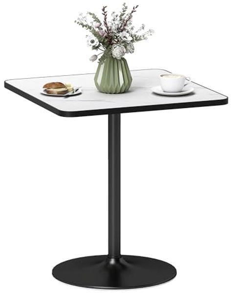 HOMCOM Esstisch Küchentisch für 4 Personen (Esszimmertisch, 1-St, Tisch), Weiße Marmoroptik, stabiler Metallfuß, pflegeleicht