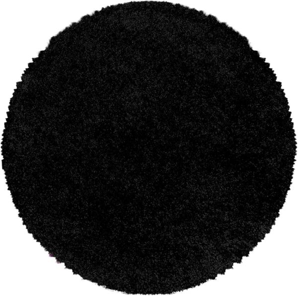 Carpetsale24 Shaggy Hochflor Teppich 120 cm Rund Schwarz | Runder Teppich Wohnzimmer – Moderner, Weicher, Flauschiger Langflor für Schlafzimmer, Badezimmer & Küchenteppich, Wohnzimmerteppich