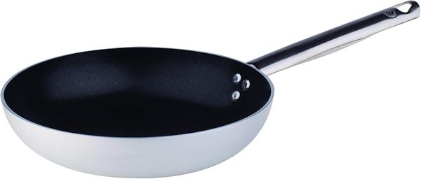 pentole agnelli platinum padella svasata bassa, in alluminio, con manico tubolare in acciaio inossidabile, argento, 28 cm