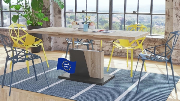 Mazzoni Couchtisch Grand Noir Sonoma Eiche / Anthrazit Grau höhenverstellbar ausziehbar, Funktionstisch, Wohnzimmertisch, Tisch, Esstisch, Sofatisch