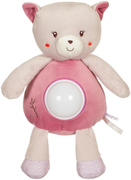 GIPSY Toys – Katze – Nachtlicht – Plüschtier – Serie "Bamboo" – 26 cm S/Karte – Grau und Rosa – 1. Alter Bild 1