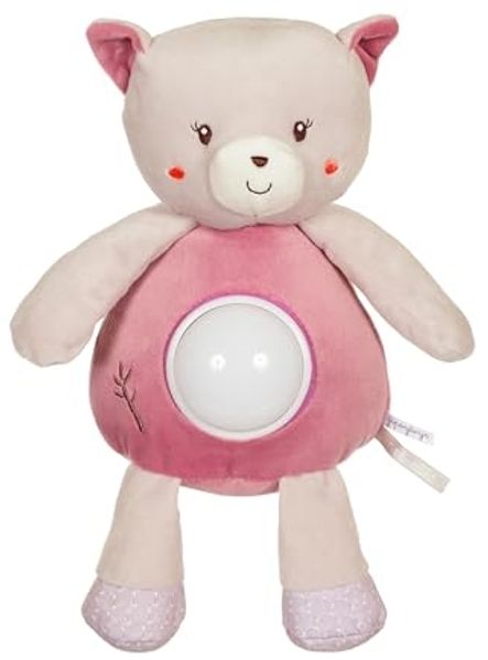 GIPSY Toys – Katze – Nachtlicht – Plüschtier – Serie "Bamboo" – 26 cm S/Karte – Grau und Rosa – 1. Alter