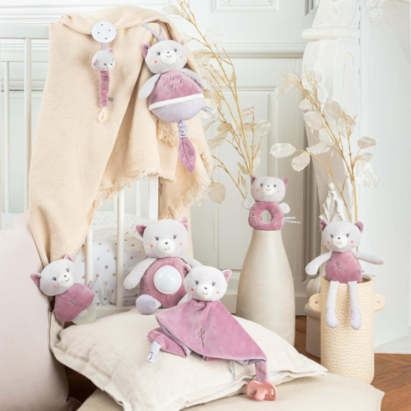 GIPSY Toys – Katze – Nachtlicht – Plüschtier – Serie "Bamboo" – 26 cm S/Karte – Grau und Rosa – 1. Alter Bild 5