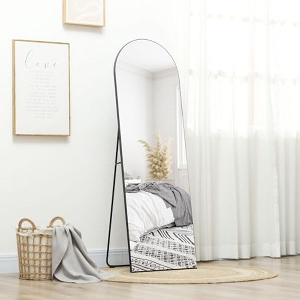HOMCOM Standspiegel 150 x 50 cm Wandspiegel mit Ständer, Bogen-Design (Ganzkörperspiegel, 1-St, Stehspiegel), für Wohnzimmer, Schlafzimmer, Schwarz