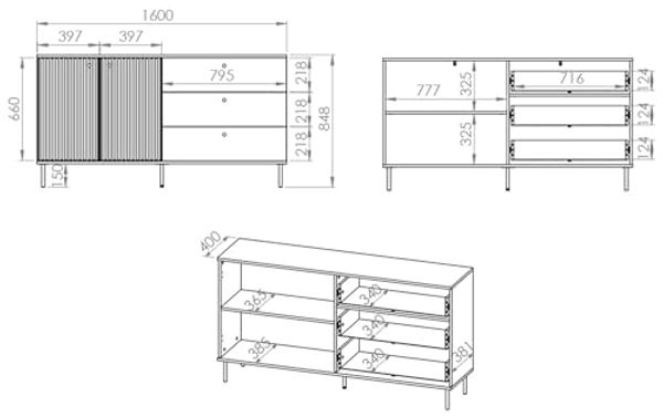 Sideboard Sophie Kommode 160x40x85cm kaschmir matt Bild 3