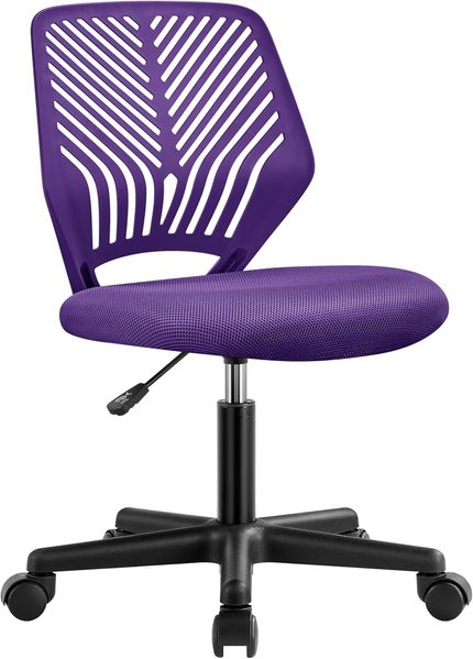 Yaheetech Schreibtischstuhl Drehstuhl Bürostuhl mit Rücklehne ohne Armlehnen Arbeitsstuhl höhenverstellbar für s Büro oder Home-Office 50 x 55 x 79-92 cm Lila