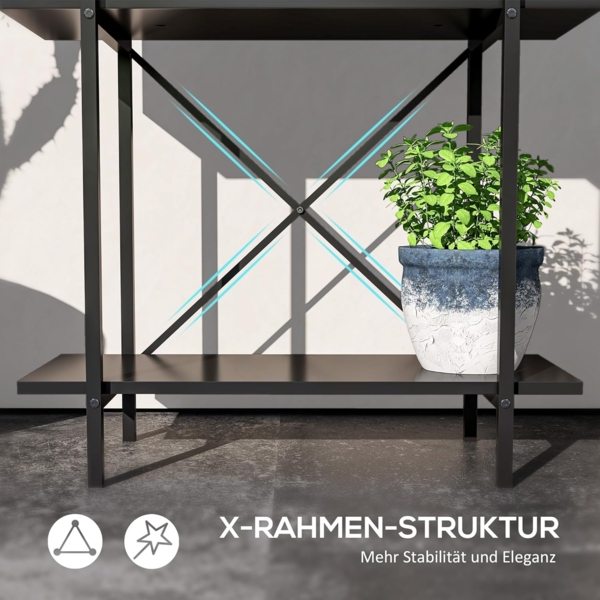 Outsunny Pflanzentreppe für Innen Außen, aus Metall, mehrstöckig, 70 cm hoch (2-Etagen Pflanzenständer, 1 St, Blumenständer), für Wohnzimmer, Garten Balkon Deko, Schwarz Bild 6