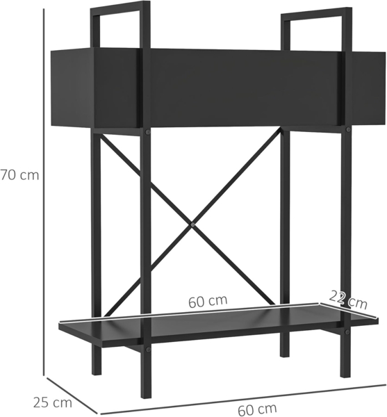 Outsunny Pflanzentreppe für Innen Außen, aus Metall, mehrstöckig, 70 cm hoch (2-Etagen Pflanzenständer, 1 St, Blumenständer), für Wohnzimmer, Garten Balkon Deko, Schwarz Bild 7