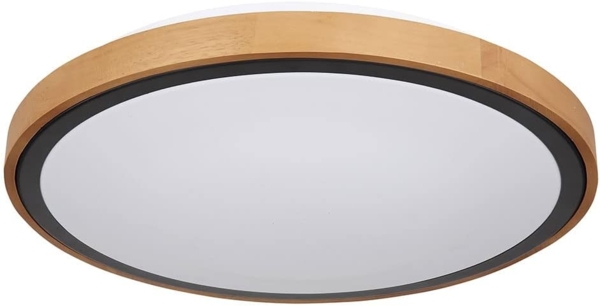 LED Deckenleuchte, Holz, schwarz, opal, CCT, D 43,7 cm