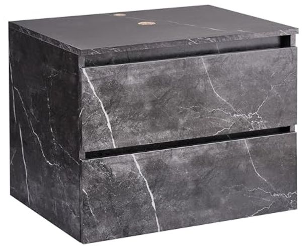 Wandmontierter Waschbeckenunterschrank SERRA 60 cm Schwarzer Marmor