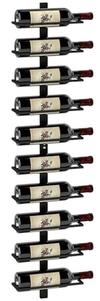 HOMCOM Weinregal Flaschenregal für 10 Weinflaschen, Flaschenhalter, Aufbewahrungsregal aus Stahl 1-tlg, für Küche, Esszimmer Schwarz