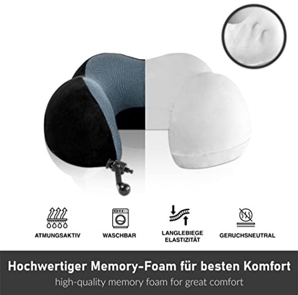 Styngard Reisekissen Malmö, Bequemes Nackenkissen aus Memory Foam mit Schlafmaske und Ohrstöpseln Bild 3
